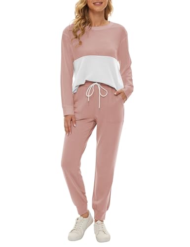 Image of Fengbay Two Piece Outfits for women Long Sleeve Crewneck Pullover Tops And Pants Sweatsuits Lounge Set with Pockets 2026