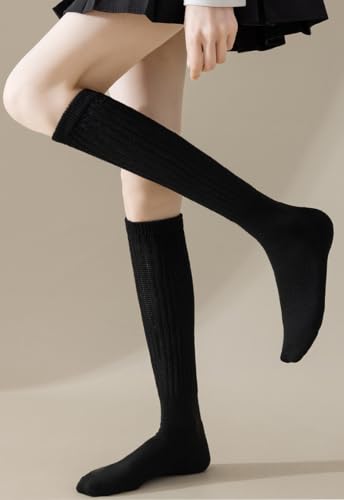 Galsang Women's Knee-High Socks; Soft Extra Long Scrunch, Cotton Boot Socks - 3 Pairs Polyester Blend Mixed Colors3