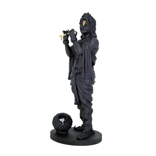 Image of MurtiHome Shyamsundar Krishna Statue, Lord Shri Gopal Idol | 10.16 cm Tall Small Black Color Figure Made From UV Resin, Crafted by 3D Printer for Car Dashboard, Home, Office, Gift