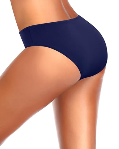 Image of Tempt Me Women Bikini Bottoms Mid Waist Bathing Suit Swimsuit Ruched Swim Bottom