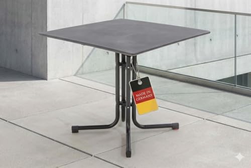 Gardissimo Boulevard Klapptisch HPL Dark Slate 80 x 80 cm, Gartentisch, wetterfest, platzsparend klappbar, mit Niveauausgleich, Schiefer-Optik, anthrazit
