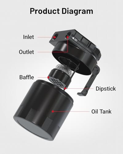 EVIL ENERGY Baffled Universal Oil Catch Can Reservoir Tank Kit with 3/8" NBR Fuel Line Aluminum Black 400ml