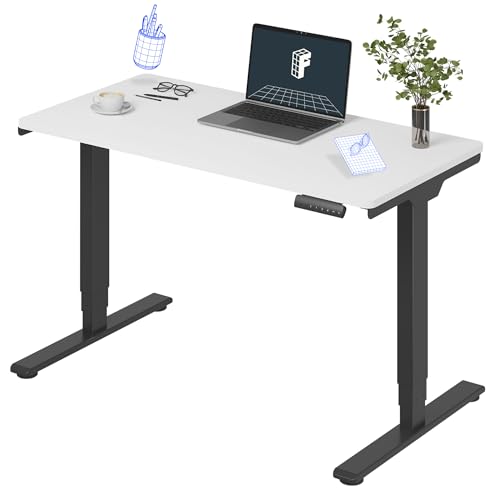 Image of FLEXISPOT E6 3-Stage Dual Motor Electric Standing Desk 48 x 24 Sit Stand Up Desk, Holds 220 lbs, Adjustable Height w /Memory Presets, One-Piece White Desktop & Black Frame, Ships in 2 Boxes