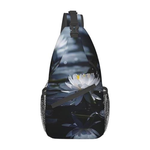 Lotus Flower Crossbody Bag Flower Shoulder Bag Backpack Womens Sling Bag Chest Casual Daypack Bag