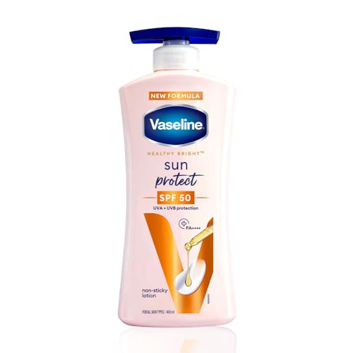 VASELINE Sun Protect SPF 50 PA++++ Lotion, 400ml, for Skin Protection from Harsh Sun, with Niacinamide, Vitamin C & E, Reduces Tan Lines, Non-Sticky a
