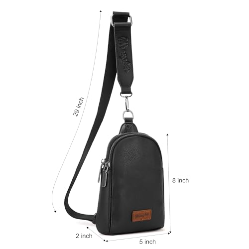 Image of Wrangler Small Sling Bag for Women, Leather Crossbody Bags Cross Body Purse Fanny Packs with Adjustable Strap for Gift