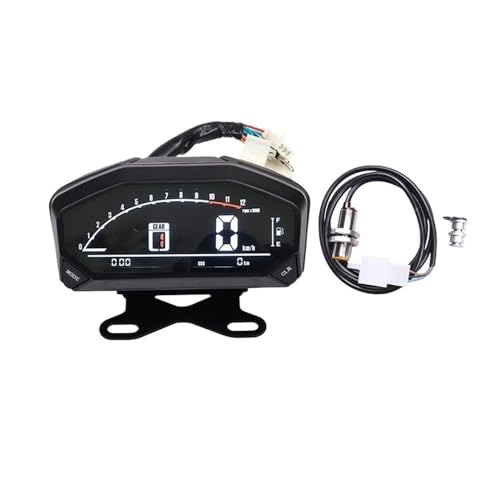 オートバイのスピードメーターゲージ ユニバーサルオートバイデジタルメータースピードメーター走行距離計RPMタコメーター1、2、4気筒用カウンターパネル調整