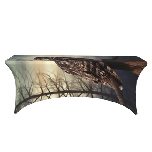 Nappe de table extensible élasthanne 1,8m nappe rectangulaire lavable hibou - 3