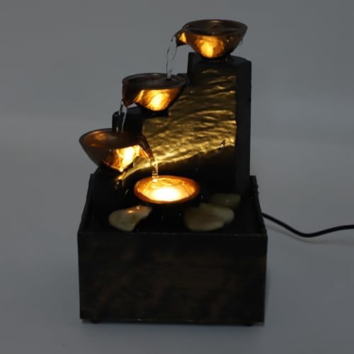 Water Fountains Indoor, USB Mini Fountain Tabletop Water Fountain, Desk Fountain, with LED Lights, for Home Living Room Decorations