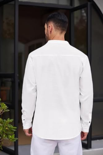 Image of Macsivo Men's Stylish Mandarin Collar Kurta | Casual Ethnic Fusion Shirt for Daily, Party & Travel | Full Sleeves | Cotton Blend Comfort Fit Short Kurta