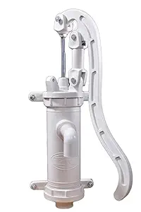 Aurum PVC Manual Water Hand Pump Pitcher Pump Extra Strong Plastic Hand Water Pump For 50 Feet, Wall Mount Water Hand Pump for Home Garden Borewell Yards Ponds (White, Hole Size : 0.5 Inch, 12 Lpm)