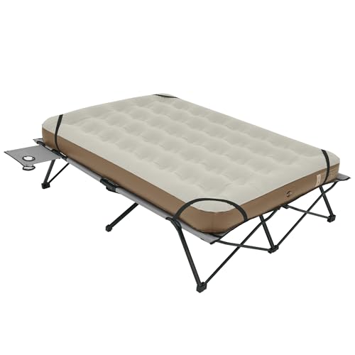 Naturehike 2 Person Camping Cot with Camping Air Mattress & Side Table, Folding Camping Bed for Adults