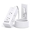 One Beat 10Ft Extension Cord with Multiple Outlets,Flat Plug Power Strip Surge Protector with 10 Ft Long Cord,6 Outlet 4 USB Ports (2USB C),Multi Outlet Wall Plug for Travel,College,Dorm Essentials