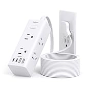 One Beat 10Ft Extension Cord with Multiple Outlets,Flat Plug Power Strip Surge Protector with 10 Ft Long Cord,6 Outlet 4 USB Ports (2USB C),Multi Outlet Wall Plug for Travel,College,Dorm Essentials