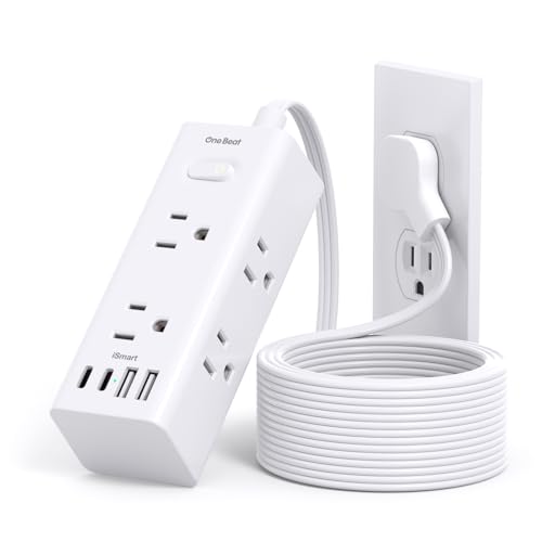 One Beat 10Ft Extension Cord with Multiple Outlets,Flat Plug Power Strip