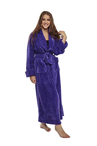 HOC 100% Cotton Women's Classic Chenille Shawl Collar Robe2