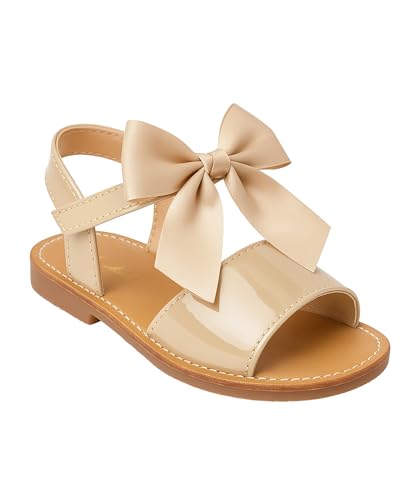SIRRI Girls Patent Sandals with Bow - Perfect Footwear for Dressy and Casual Wear