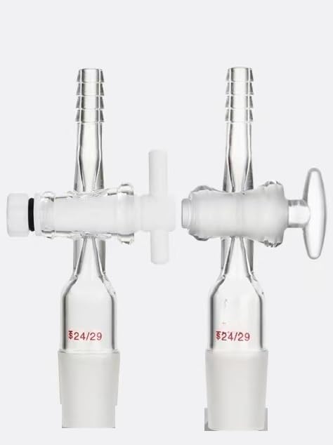 Borosilicate Glass Lab Straight Adapter with PTFE Stopcock - Compatible with 14/23, 19/26, 24/29, 29/32 Joints(29-32(Glass))