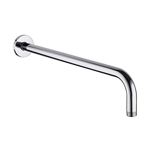 16 Inch Shower Arm with Flange Chrome, Wall Mount Shower Arm for shower head, Soild Brass Straight Shower Head Arm Extra Long Solid Brass pipe