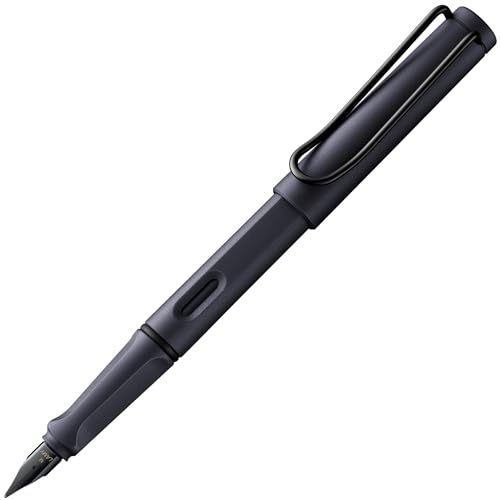 LAMY(ラミー)safari 鋼鉄黒(steel black) 万年筆 - 人間工学に基づいたグリップと磨き上げられたスチール製のペン先 サイズ F - 筆記やカリグラフィーに最適 - LAMY T 10 ブルー インクカートリッジ 付き - 右利き用