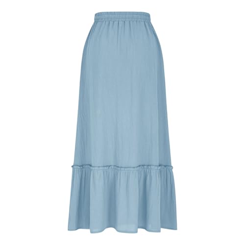 TANGNADE Women Skirts Midi Length Elastic Waist Trendy Summer Flowy Swing Ruffle A-line Tiered Office Wear Skirt Dress4