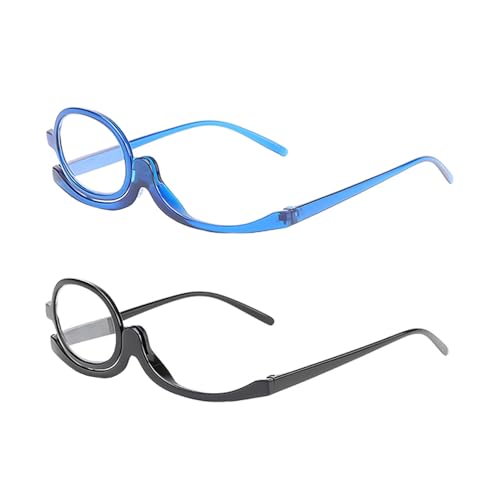 2 Pieces Of Makeup Reading Glasses, Makeup Aids, Flip-Up Glasses, Portable Makeup Glasses, Reading Magnifying Glasses