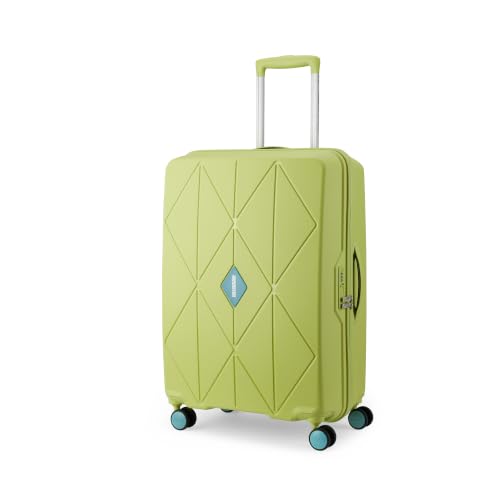 Image of American Tourister Qubiz | Check-in Trolley Bag (68 cm) | 360 8 Wheel Travel Luggage | Hard Case Polypropylene Suitcase | Recessed Combination Lock | Lime /Turquoise