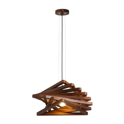 Lampe suspension chêne géométrique de prestige pour salon moderne
