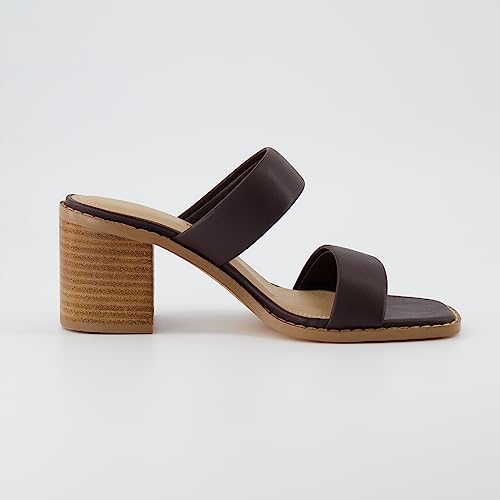 CUSHIONAIRE Women's Clever two band block heel sandal +Memory Foam, Wide Widths Available4