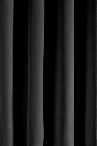 Image of Amazon Brand - Solimo Room Darkening Blackout Door Curtain, 7 Feet, Set of 2 (Black), Eyelet, Solid