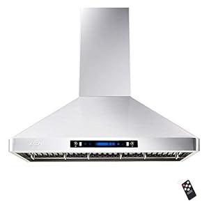IKTCH 36″Wall Mount Range Hood, 900 CFM Ducted/Ductless Range Hood with 4 Speed Fan, Pure Stainless Steel Range Hood 36 inch with Gesture Sensing & Touch Control Making life Smarter IKP02R-36