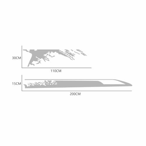 Image of Car Decal Bed Mud Splash Kit Graphic Decal Self-Adhesive Adjustable Gloss Sports Stripe car Sticker Decorative for Pickup Truck Body Sticker taildoor Vinyl Decal Accessories 4PCS 4PCS (Gray)