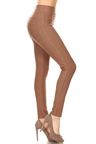 Image of Leggings Depot Women's Cotton Blend Stretch Pull-on Jeggings Casual Pants with Pockets (Available in Plus Size)