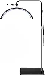 Ring Light Meia Lua, Luminaria Meia Lua Estetica Mesa 3 Tons Ajustavel Salao Beleza Limpeza de Pele(Preto)