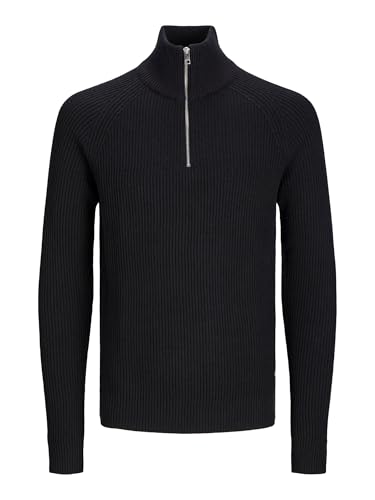 Pull en tricot homme Jack & Jones Jjpannel demi-zip noir col montant chaud