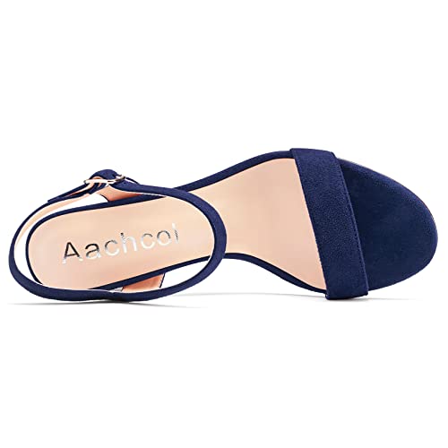 Aachcol Women Sandals Peep Open Toe Ankle Strap Slingback Chunky Block High Heel Dress Shoes Suede Wedding Shopping 3 Inch4
