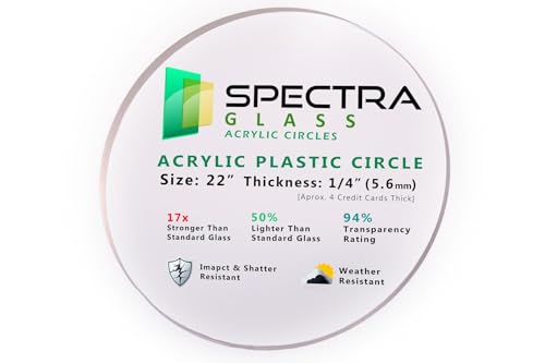 Image of Spectra Glass Acrylic Circle. Clear Transparent. Table Topper, Cake Topper, Arts & Crafts, DIY. Made in USA. 22 inch Diameter 1 /4 inch Thick