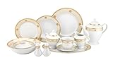 Euro Porcelain 57-pc Banquet Dinnerware Set, Luxury Bone China Tableware, Service for 8