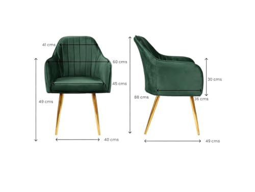 Image of Accent Chairs for Living Room | Modern Armchair in Velvet Fabric with Golden Legs | Pack of 1 Chair for Home, Office, Restaurent, Cafe (Green)