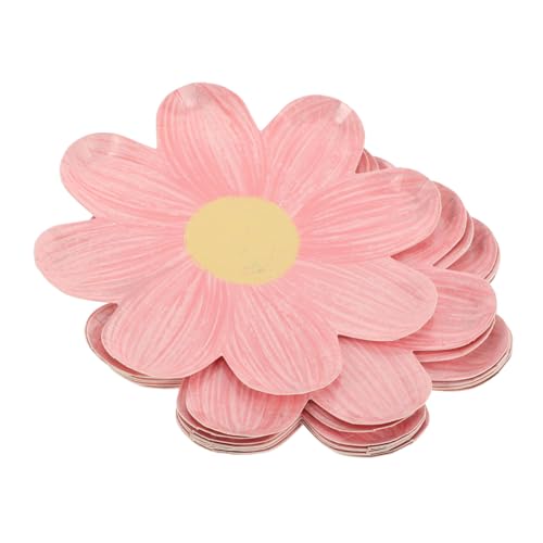 NOLITOY 10個 紙皿フラワーディナープレート 女の のシャワープレート ひまわりパーティーの装飾 デイジーパーティー用品 自由奔放に生きる紙皿 夏の花の紙皿 花柄の紙皿 ピンク 論文