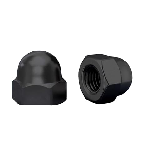 QANCEN 10 Piezas Tuercas Ciegas Hexagonales M6, Acero Inoxidable A2 Tuercas de Sombrerete DIN 1587, Tuerca Bellota Negro para Tornillos, Pernos y Varillas Roscadas