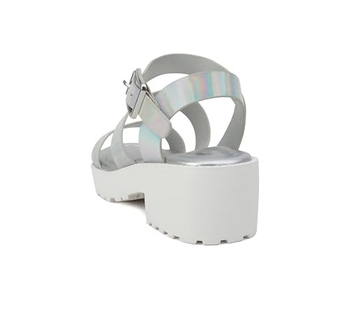 Image of Soda ACCOUNT-2 ~ Little Kids /Children /Girls Open Toe Two Bands Lug sole Fashion Block Heel Sandals with Adjustable Ankle Strap