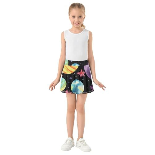 Floral Athletic Shorts for Girls Skorts Tennis Skirts Kids Flowy Skirt Colorful Watercolor Planets 4t3
