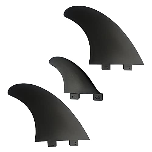 UP100 MR Twin Fins + Trailer Surfboard Fibreglass Compatible for FCS & FCS II Double Tab Surf Boards Shortboard (FCS) Black