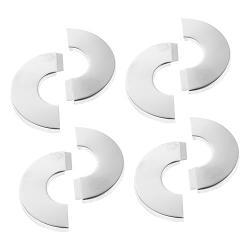 IWOWHERO 4 Piezas Cubierta Del Agujero De La Pared Brida De Tubo Decorativa Placa De Tapa Del Orificio De Pared Placa Del Orificio Del Tubo Cubre Tuberias Para Baño Acero Inoxidable Silver
