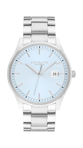 Image of COACH Men's Oliver 3H Quartz Watch, 41mm Case Size, Stainless Steel Bracelet, Date Display, Classic for Every Day - Gift for Him