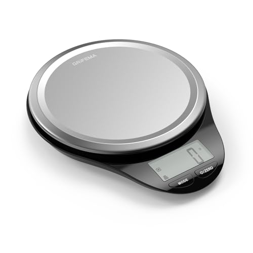 GRIFEMA GA2007 Báscula de Cocina con Pantalla LCD, Báscula Digital para Cocina de Acero Inoxidable, Balanza de Alimentos Multifuncional 5 kg/11 lbs