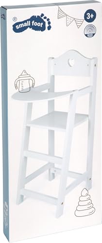 small foot Puppenhochstuhl aus Holz, hochwertiger Hochstuhl für Puppen, Puppenzubehör für Kinder ab 3 Jahren, 2857, Weiß, 27.5 x 22 x 53 cm