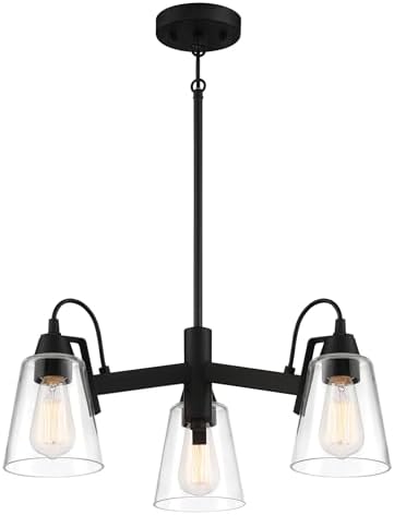Minka Lavery 3993-66A Beckonridge Chandelier, 3-Light, 180 Total Watts, 22-in H x 8.75-in W, Coal Black