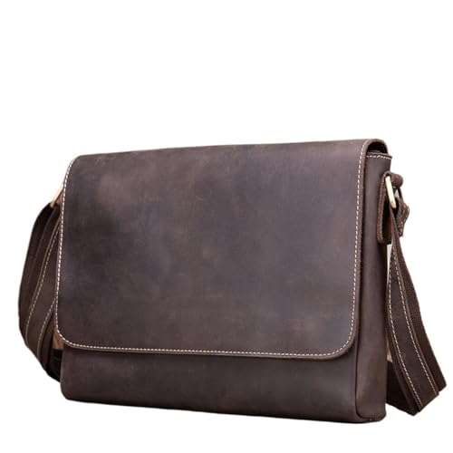 Maletín portátil y bolso de hombro de cuero de vaca para hombre con formato bandolera A4